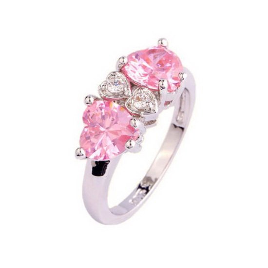 Кольцо "Серебряное с розовыми топазами"