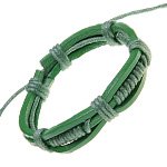 Зеленый браслет из кожи и шнура