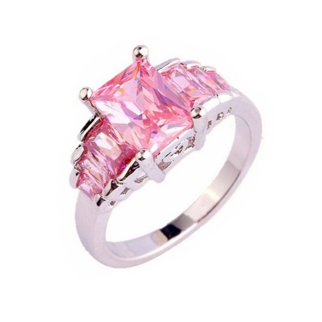 Кольцо "Серебряное с розовыми топазами"