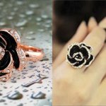 Кольцо "Черная роза" цвет золотой